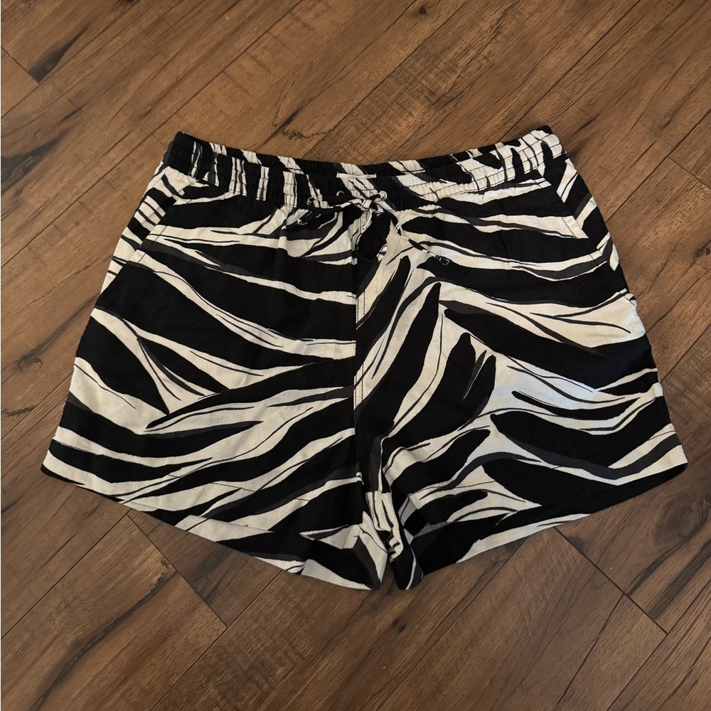 H&M Black and White Zebra Print High Waist Shorts